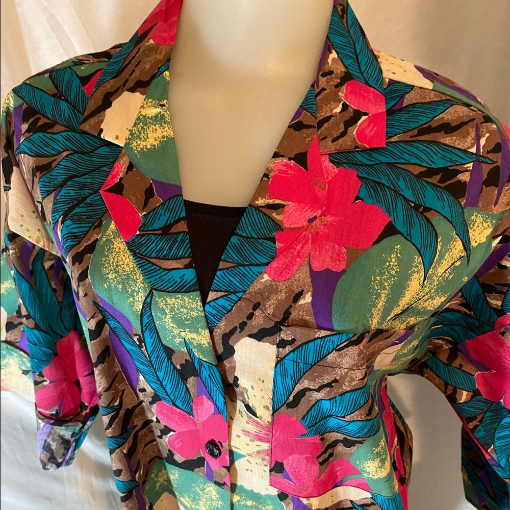 Blouse Ladies Vintage Floral Print Liz Thomas L